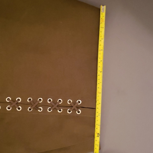 Army Green Faux Suede Skirt - Picture 2 of 3